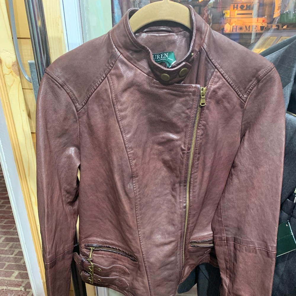 Women Genuine Brown Leather Ralph Lauren Jacket